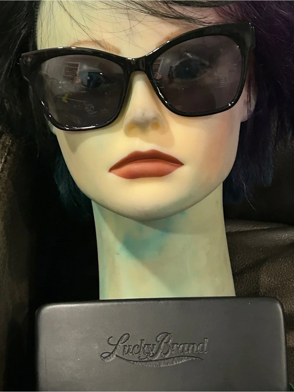 Lucky Brand Black Square Sunglasses with Dark Lenses